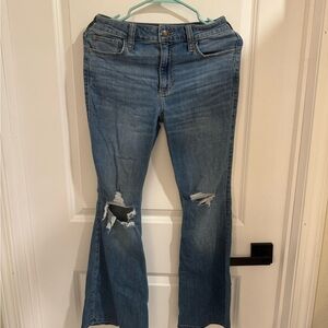 Hollister Blue Distressed Flare Jeans